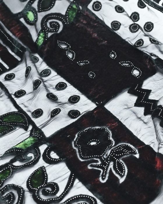 Женский шарф с бархатными вставками — фото 4