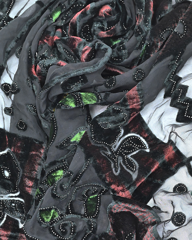 Женский шарф с бархатными вставками — фото 2