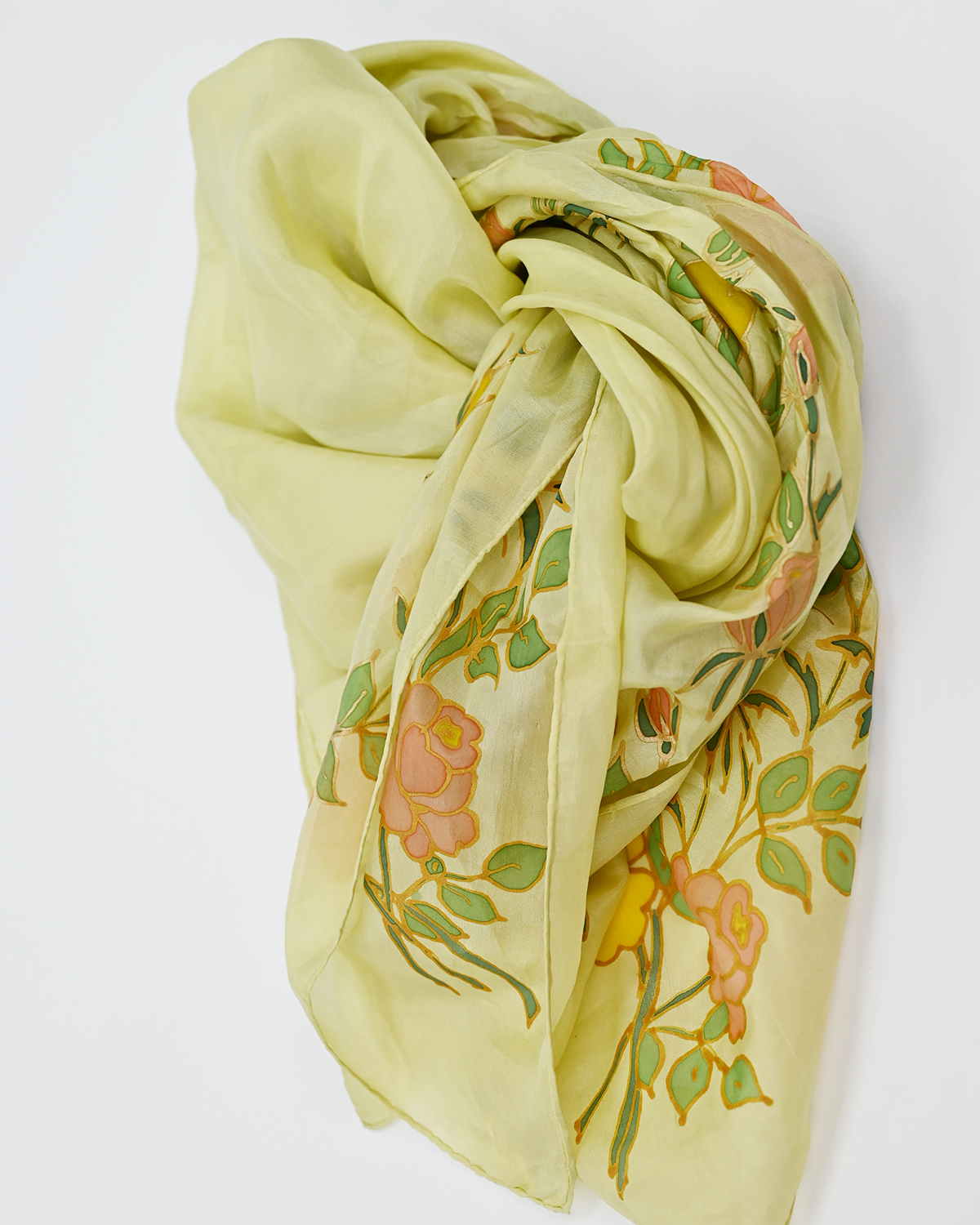 Платок шлковый с цветочным принтом — фото 3