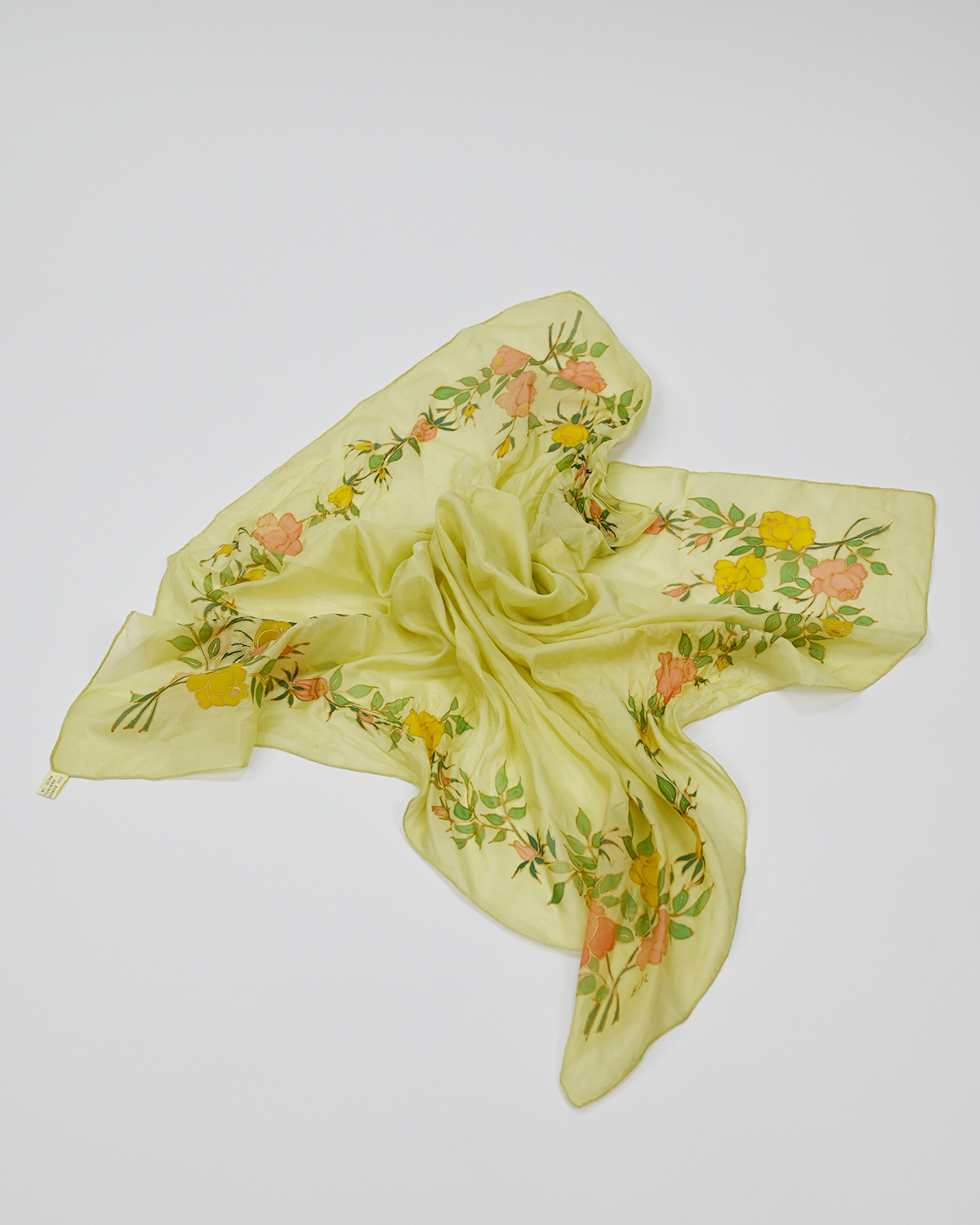 Платок шлковый с цветочным принтом — фото 4