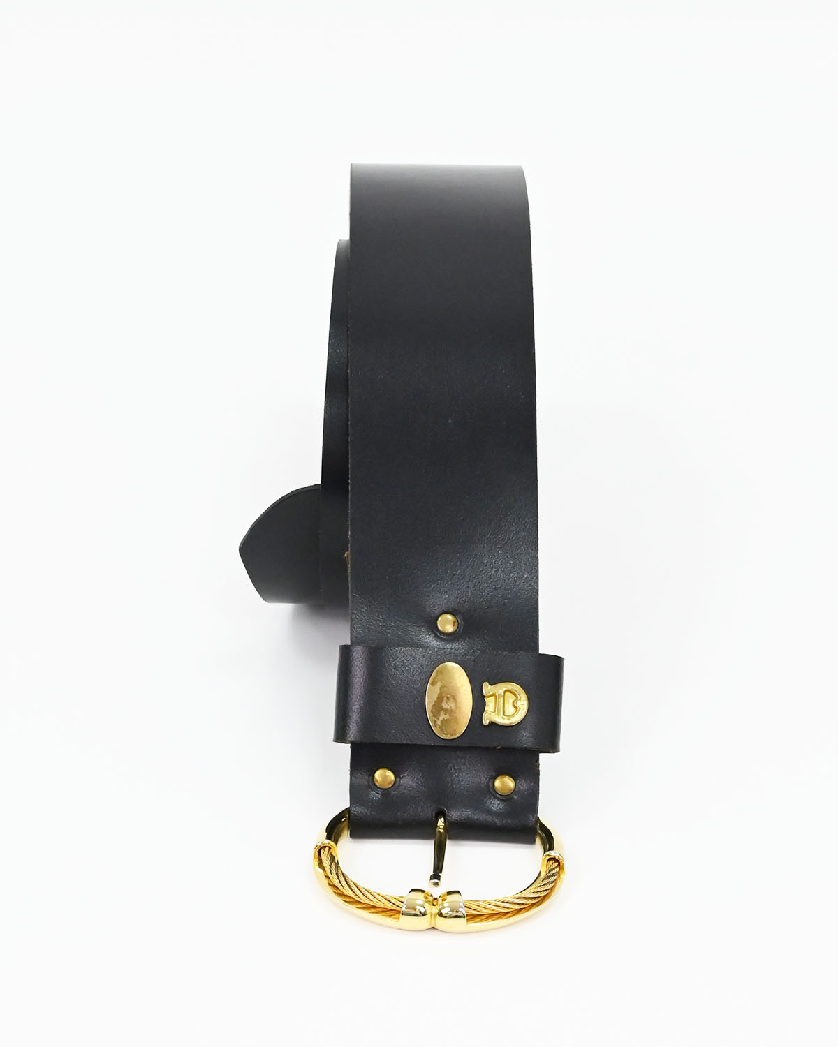 Кожаный ремень с золотистой пряжкой 00-s — фото 4