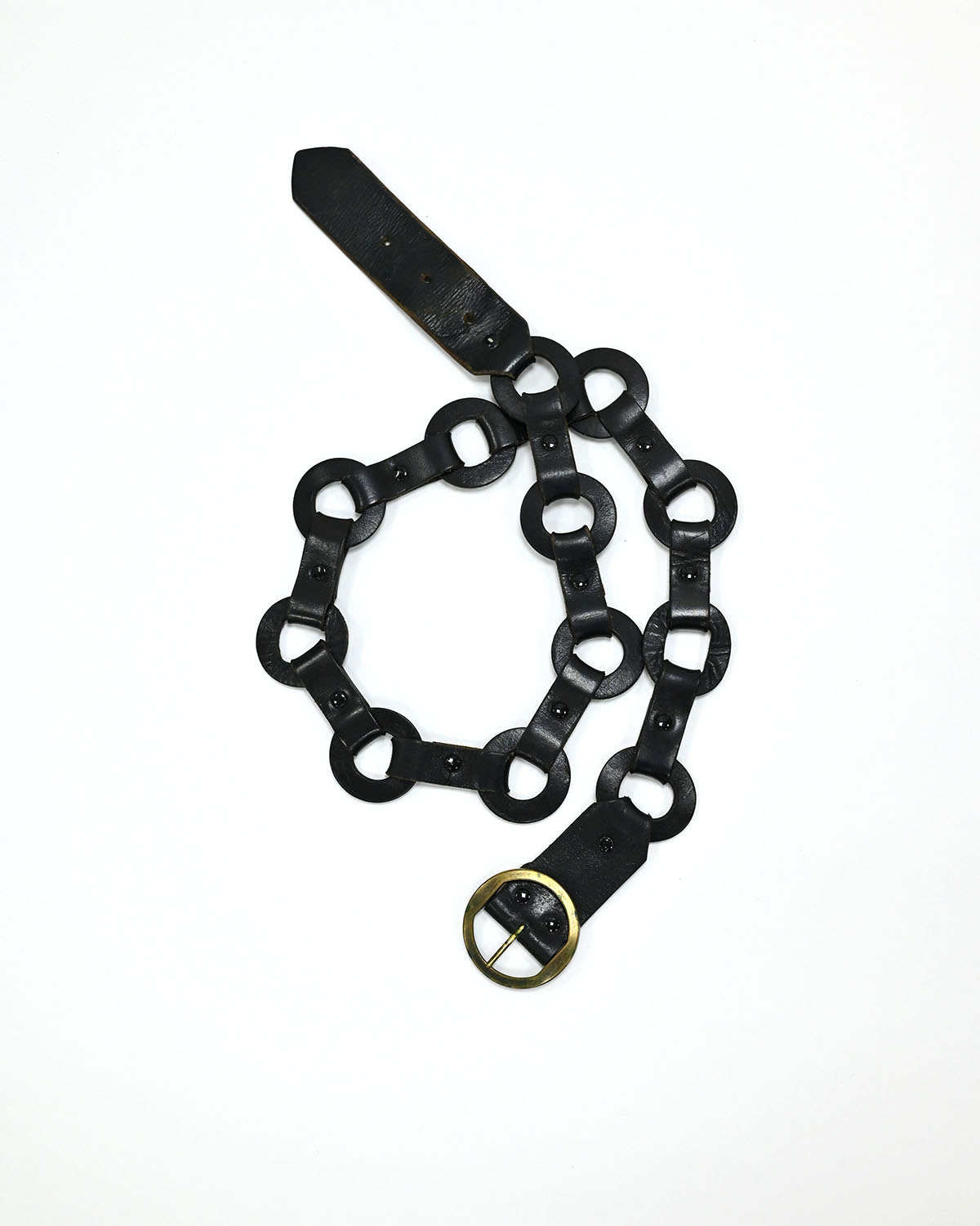 Кожаный ремень с круглыми звеньями — фото 2