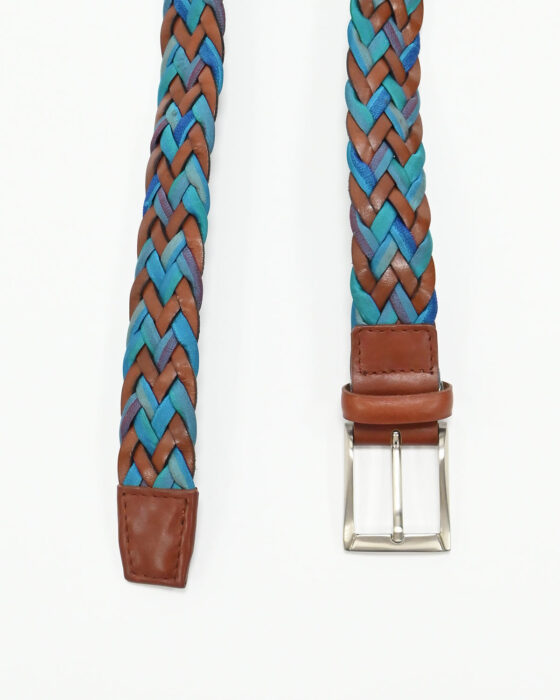 Бирюзово-коричневый плетёный ремень — фото 3