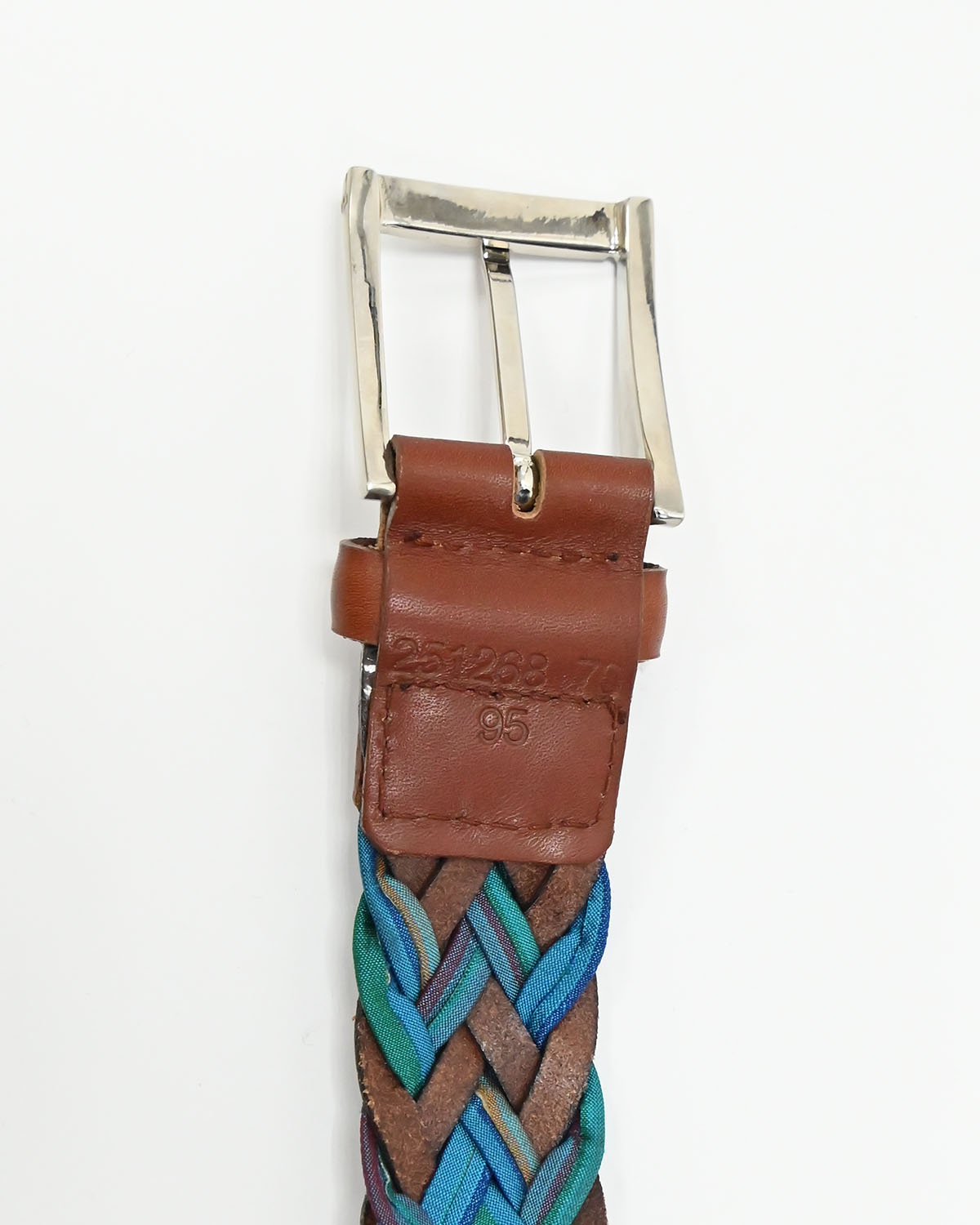 Бирюзово-коричневый плетёный ремень — фото 4