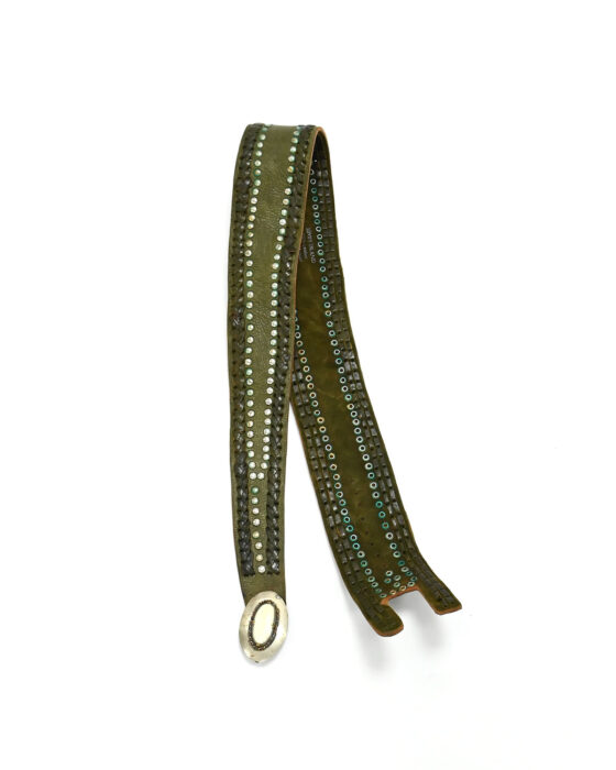 Зелёный кожаный ремень River Island с декоративной пряжкой River Island — фото 2