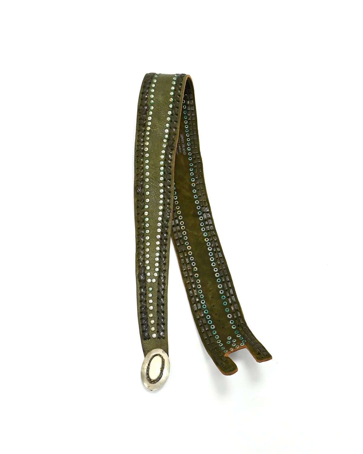 Зелёный кожаный ремень River Island с декоративной пряжкой River Island — фото 2