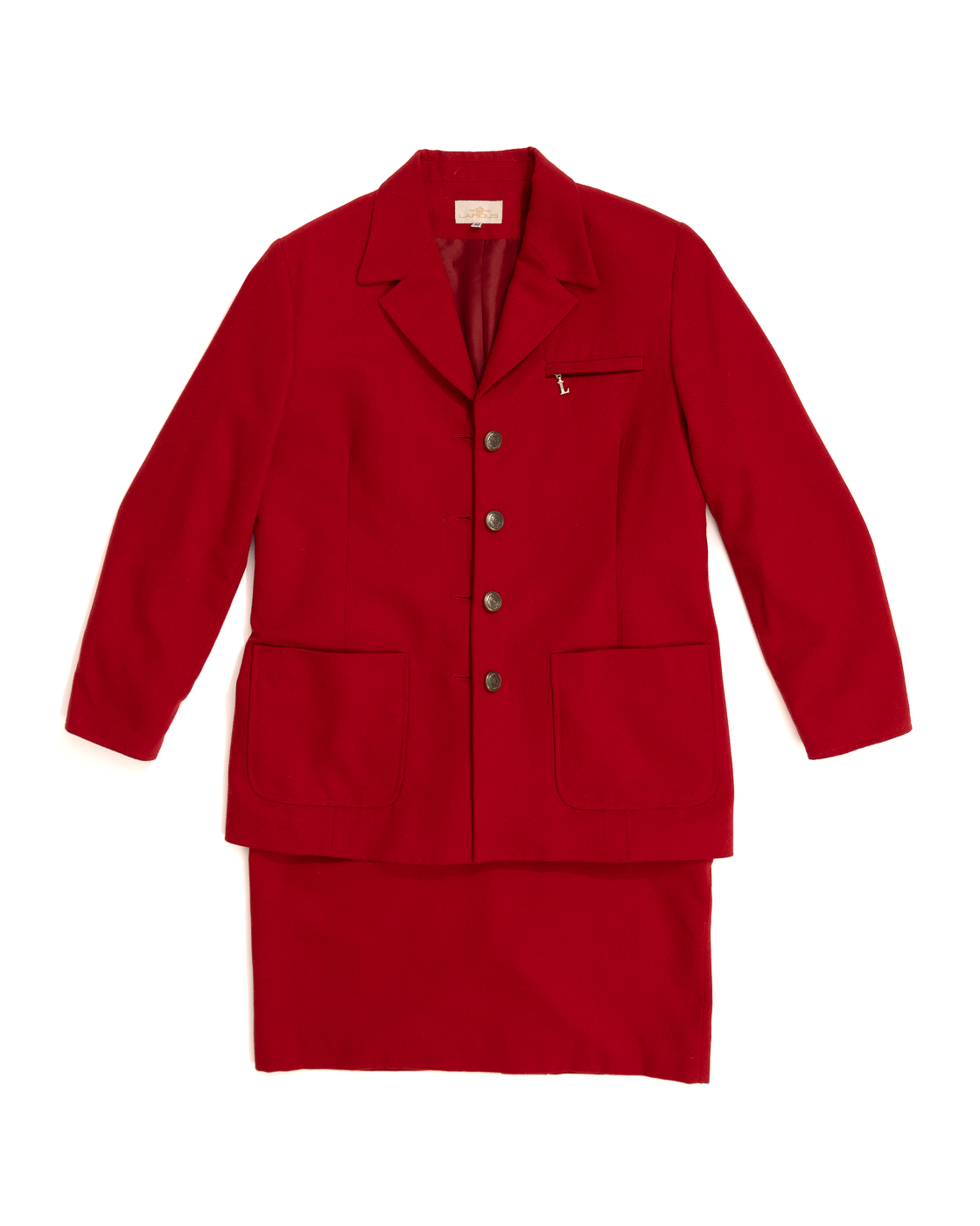 Красный костюм из шерсти