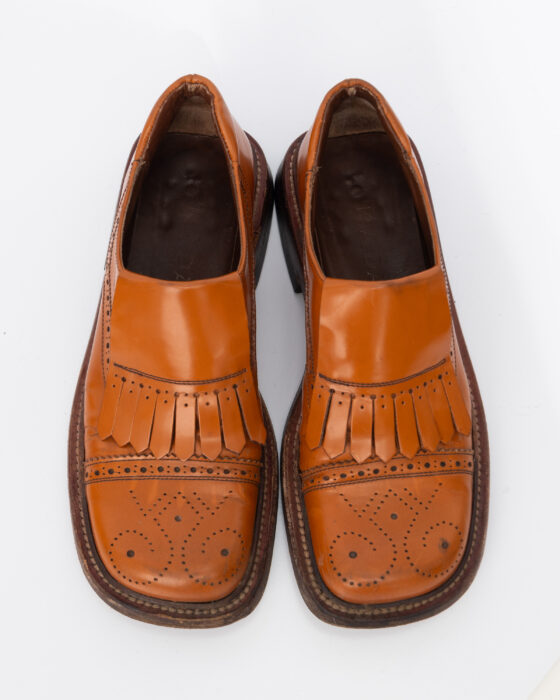 Кожаные лоферы с перфорацией PRADA PRADA