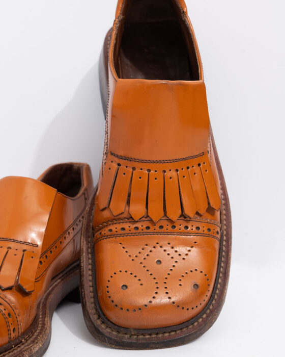 Кожаные лоферы с перфорацией PRADA PRADA — фото 3