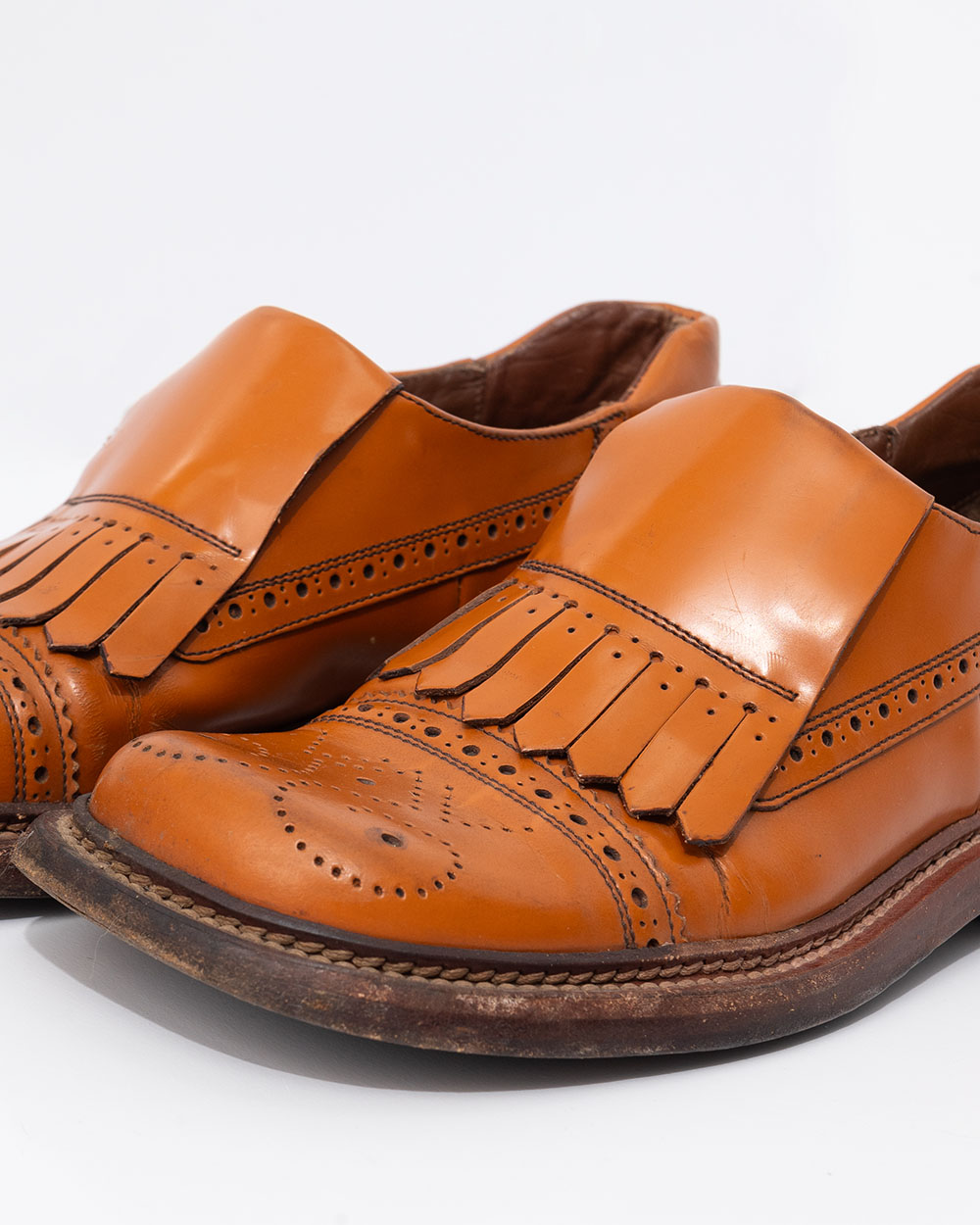 Кожаные лоферы с перфорацией PRADA PRADA — фото 7