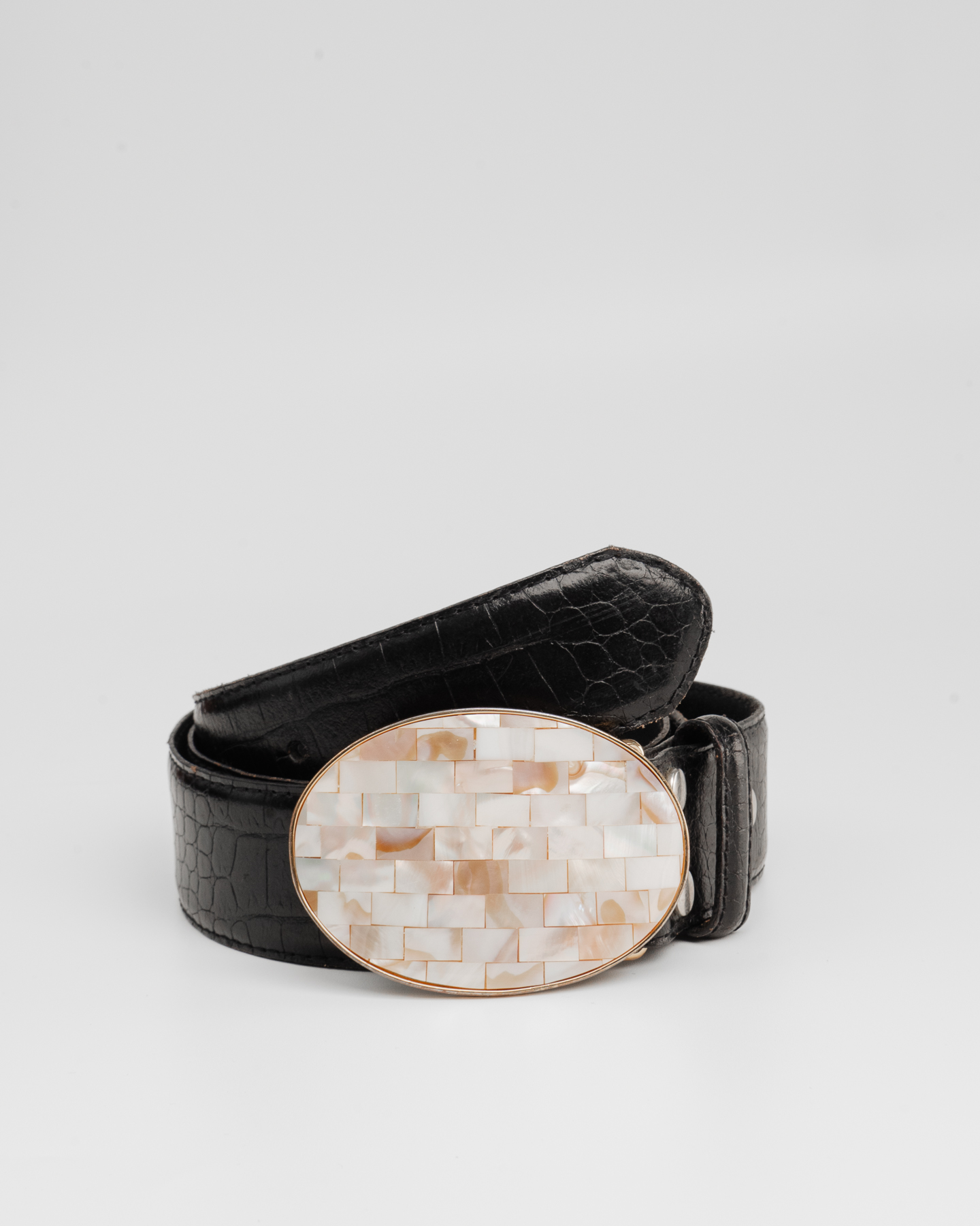 Ремень с пряжкой из перламутра TCM