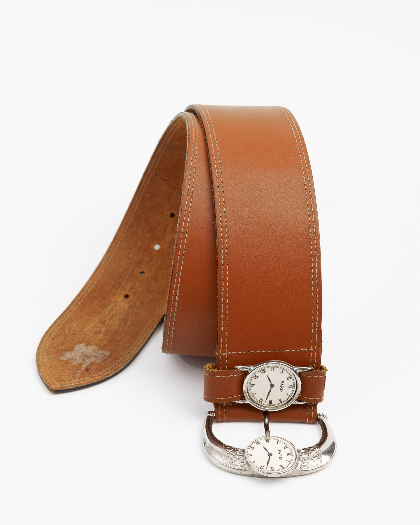 Кожаный ремень с часами