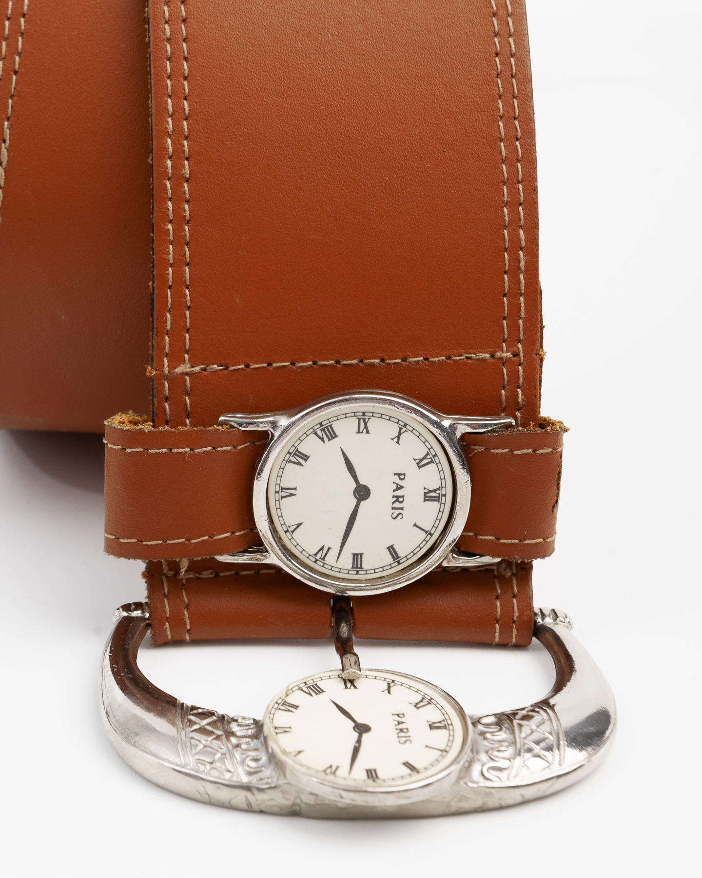 Кожаный ремень с часами — фото 2