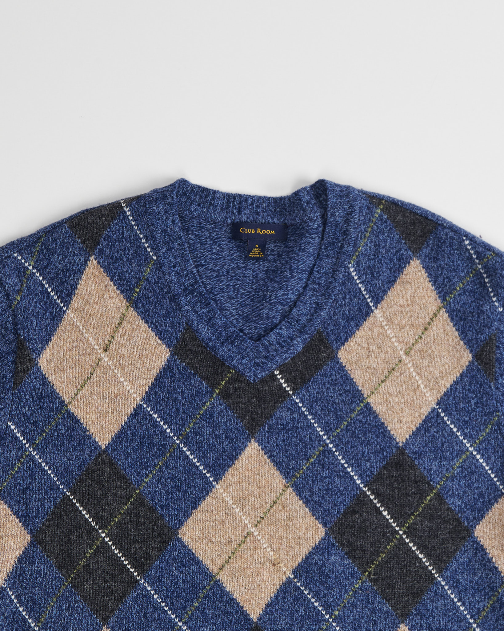 Свитер с ромбами из шерсти Club Room Club Room — фото 3