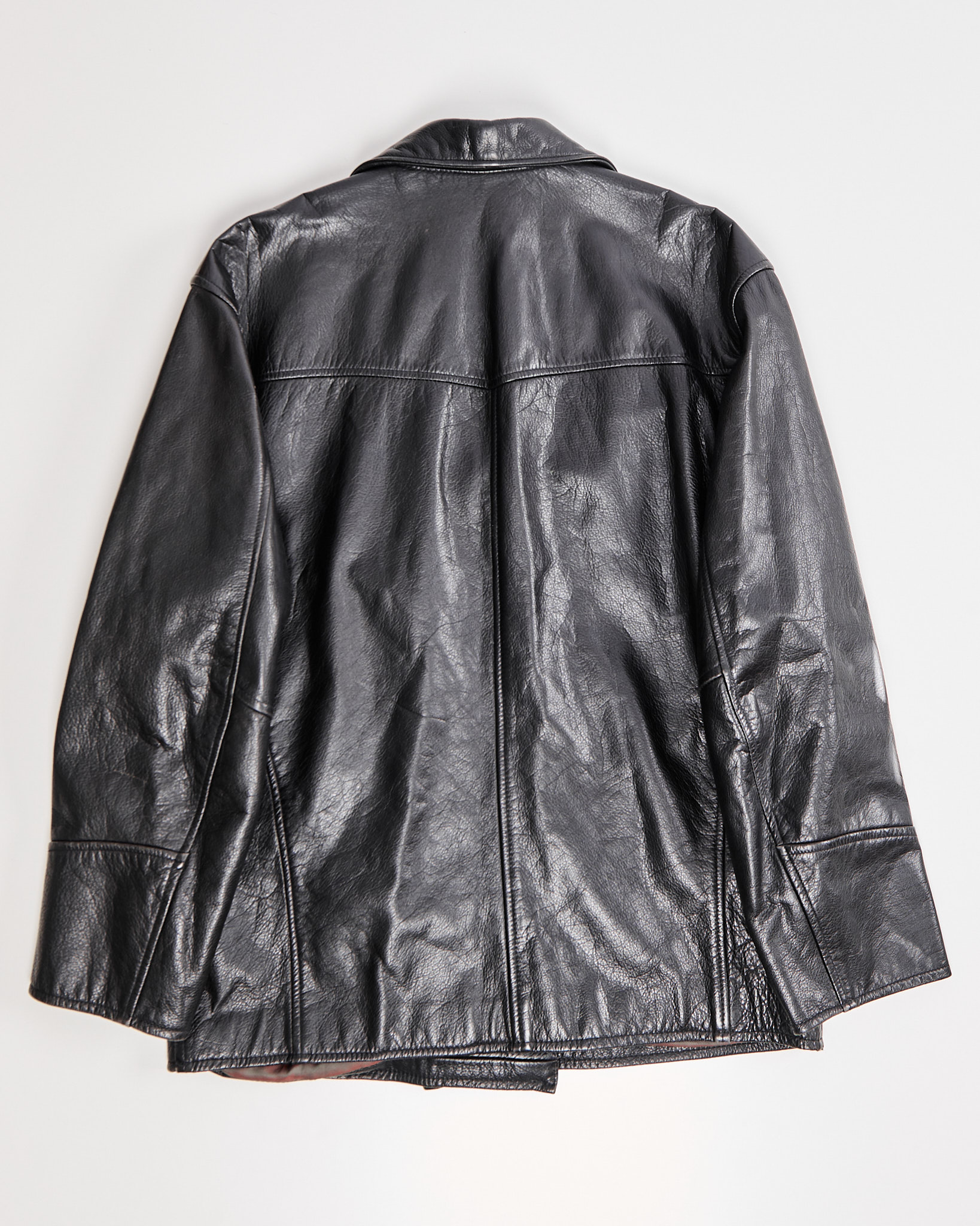 Кожаная двубортная куртка-пиджак — фото 2