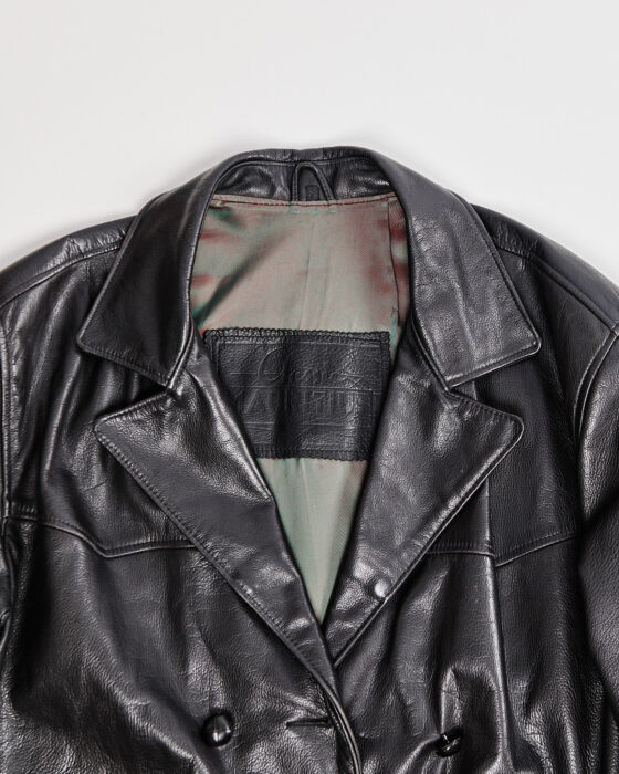 Кожаная двубортная куртка-пиджак — фото 3