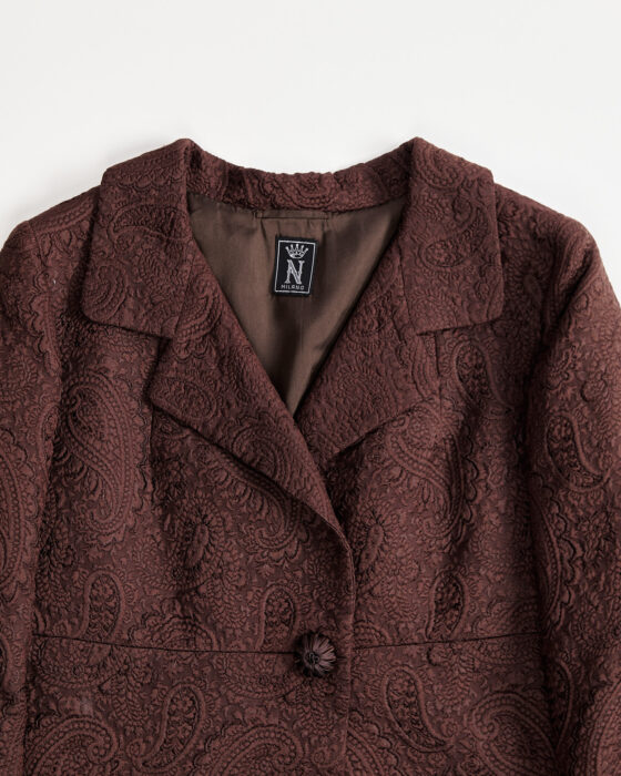 Пальто из парчи с жаккардовым узором — фото 3