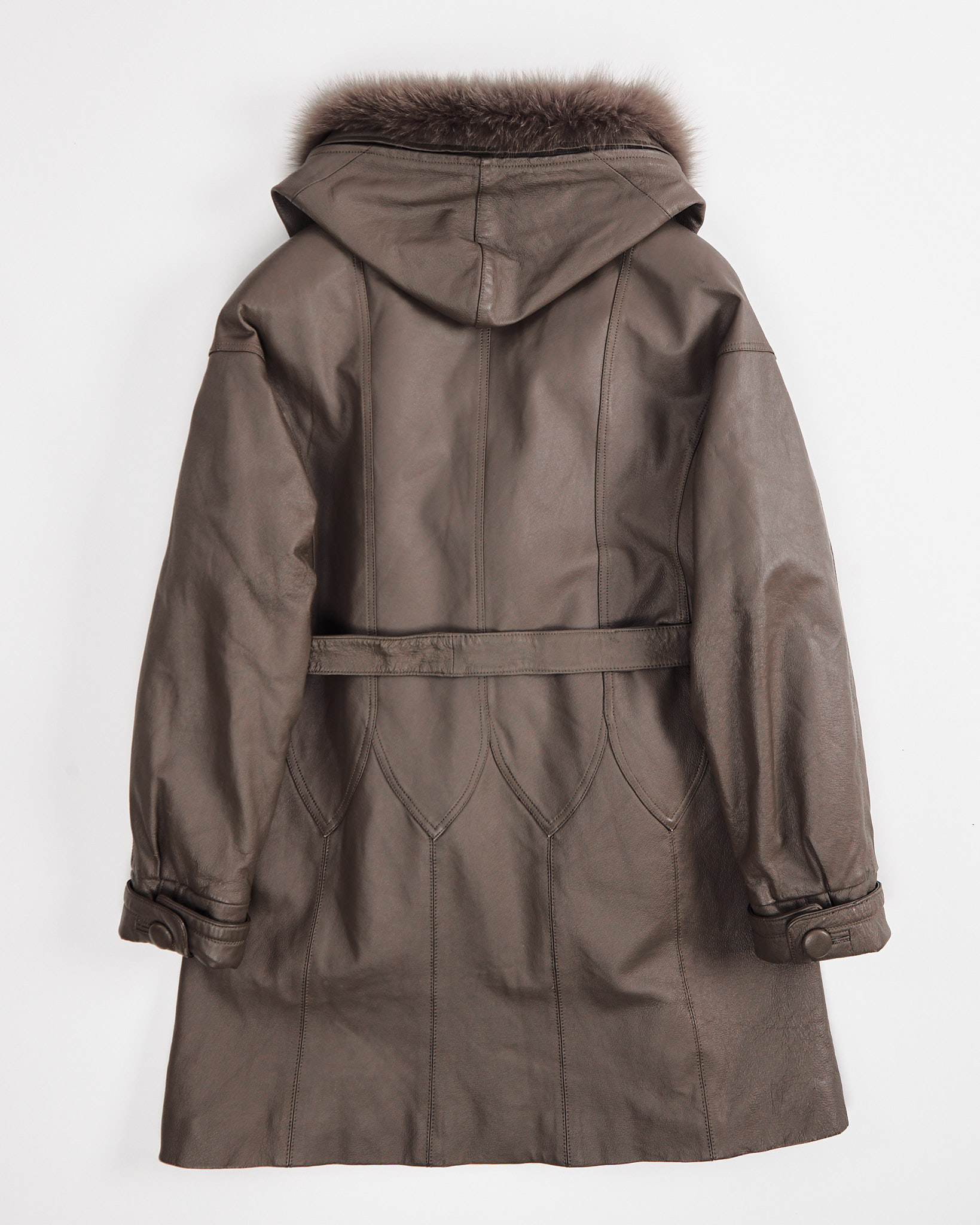 Пальто из кожи с меховой отделкой Xundao — фото 2