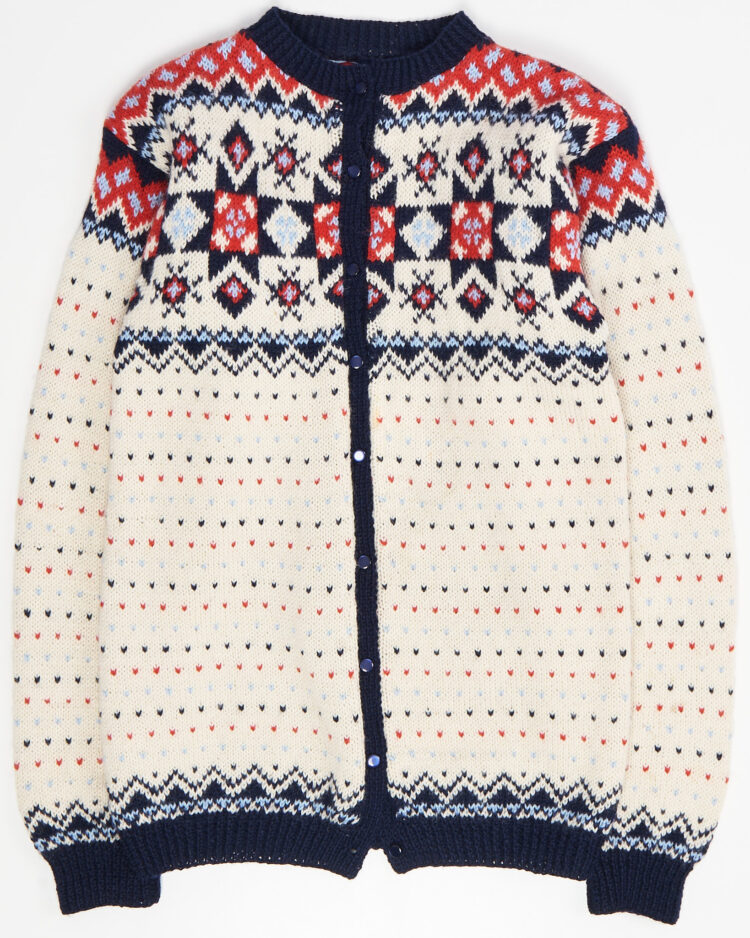 Винтажный кардиган с норвежским узором