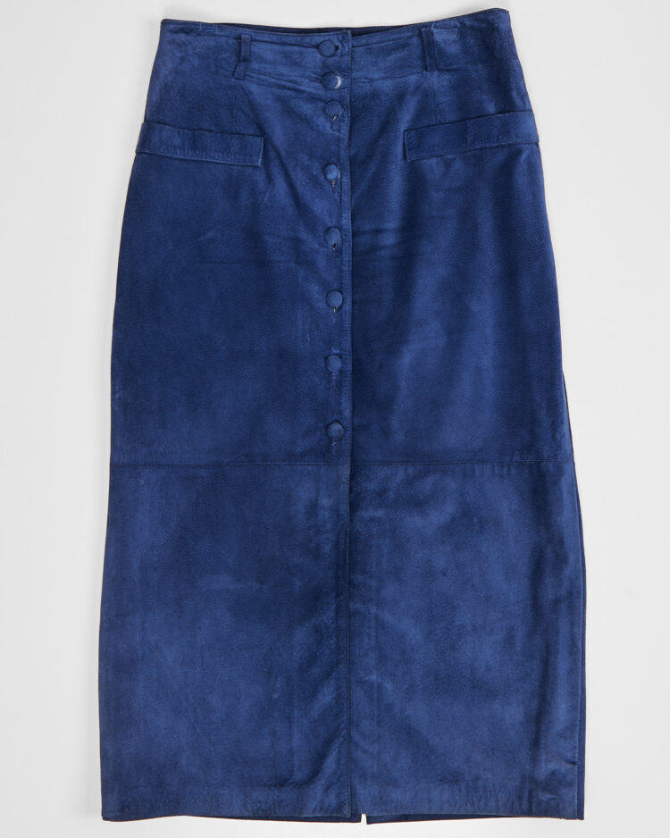 Винтажная замшевая юбка цвета индиго