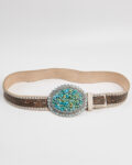 Ремень с пряжкой из бирюзовой крошки — фото 2