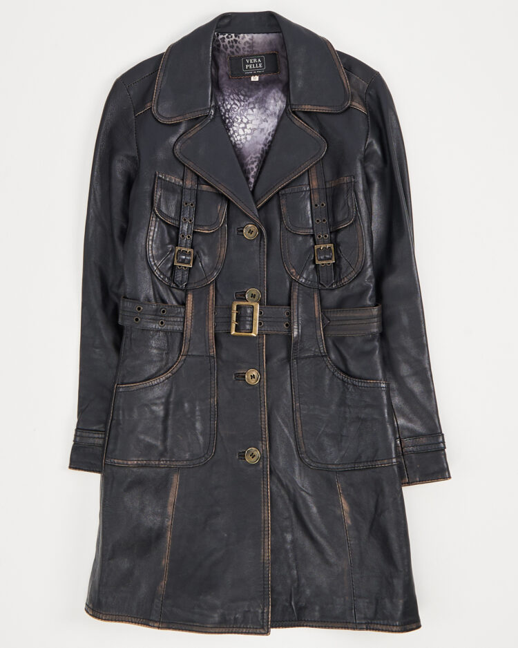 Винтажный кожаный тренч made in Italy