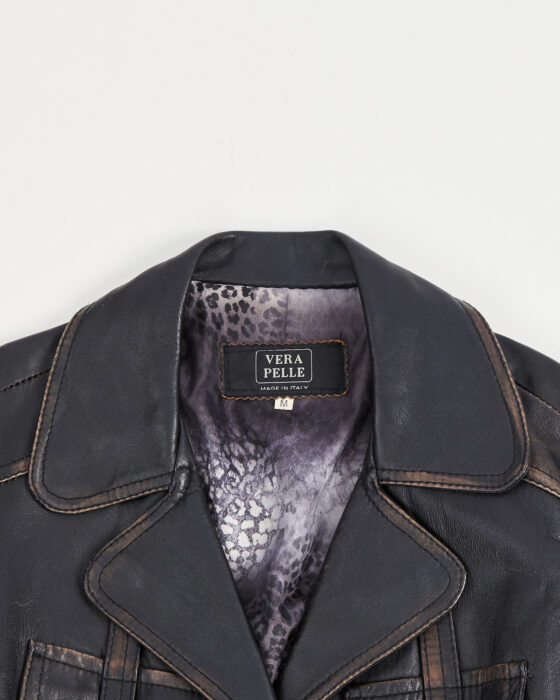 Винтажный кожаный тренч made in Italy Vera Pelle — фото 3