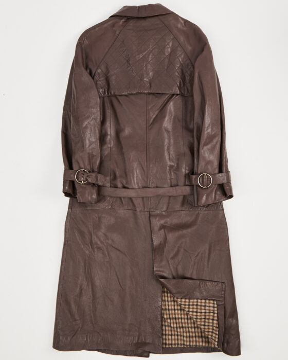 Винтажный утепленный кожаный плащ — фото 2