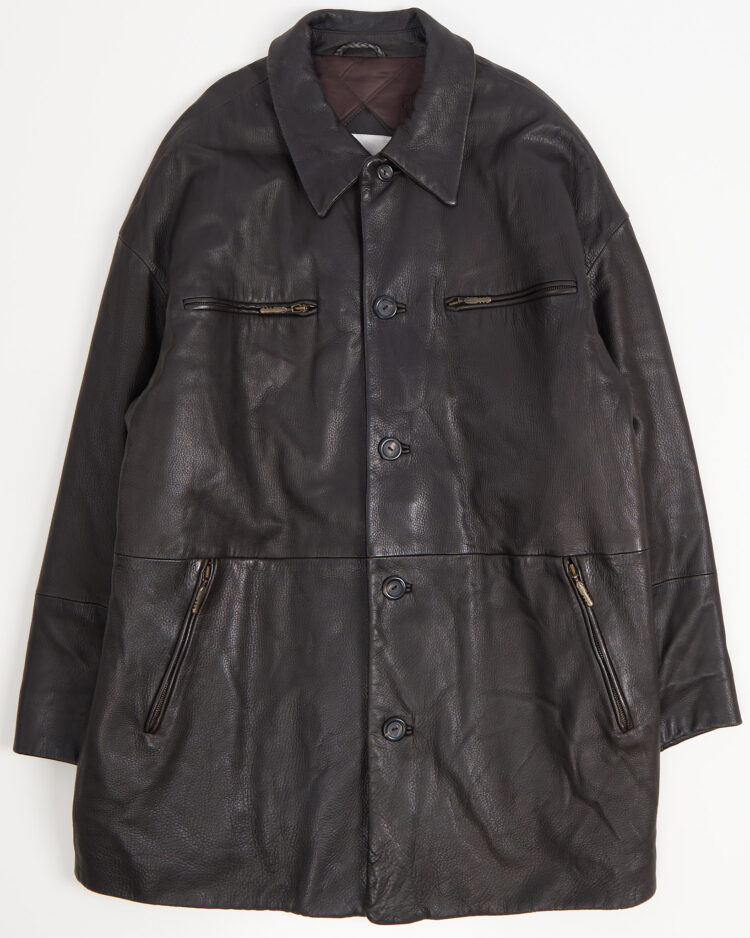 Винтажное кожаное пальто