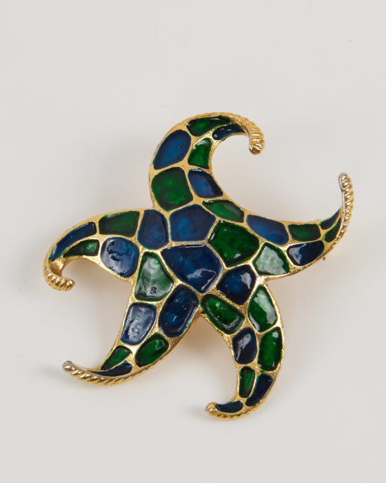 Винтажная брошь «Морская звезда» с эмалью