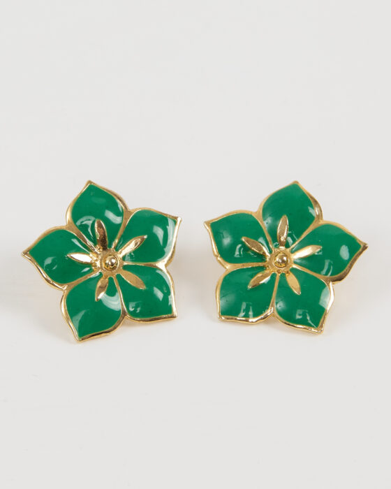 Винтажные серьги «Зелёный цветок»