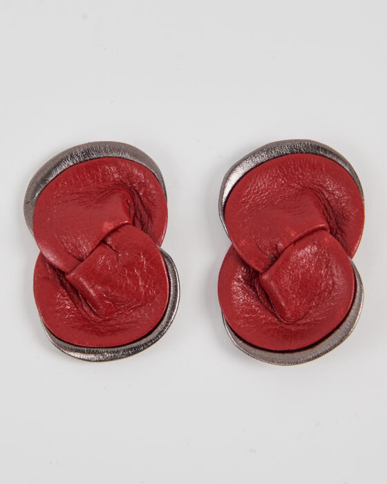 Клипсы с кожаной вставкой handmade