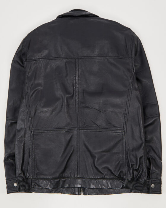 Кожаная куртка с высоким воротом — фото 5