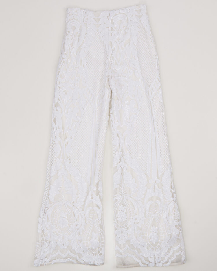Кружевные брюки с вышивкой и пайетками