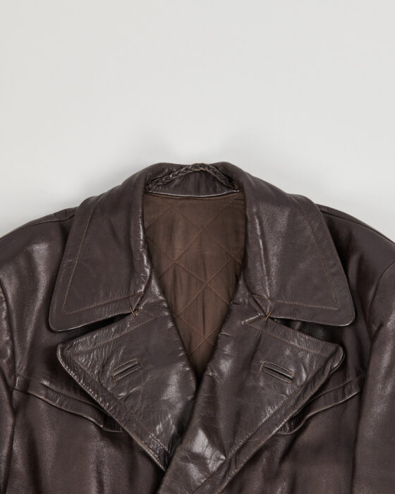 Утепленный кожаный плащ — фото 2