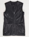 Винтажный кожаный жилет на молнии
