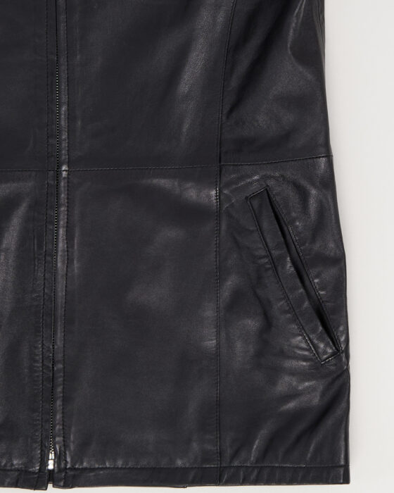 Винтажный кожаный жилет на молнии — фото 4