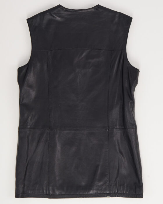 Винтажный кожаный жилет на молнии — фото 2