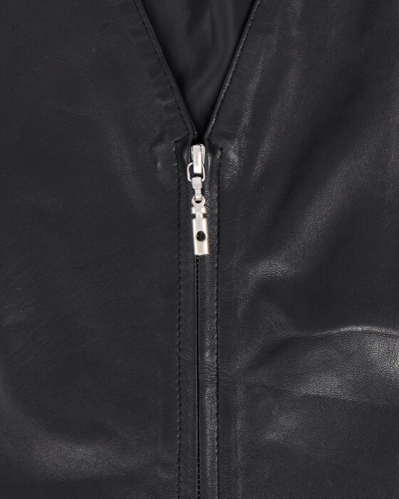 Винтажный кожаный жилет на молнии — фото 5