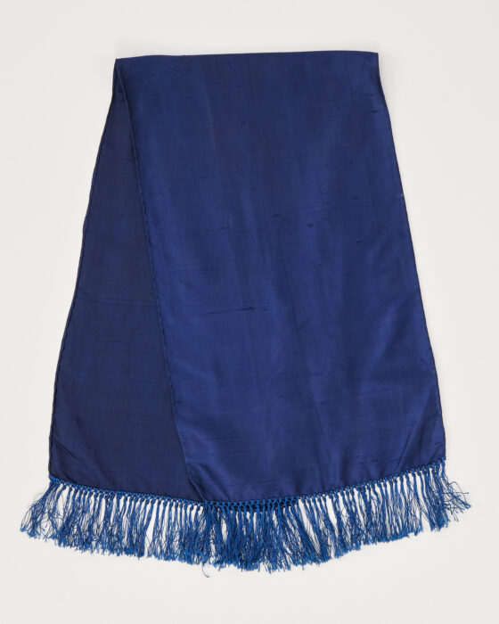 Синий шарф из дикого шелка — фото 3