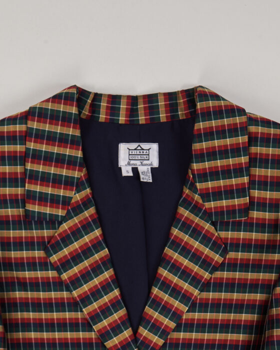 Шелковый жакет в клетку — фото 2