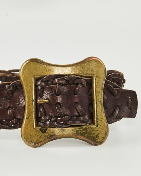 Плетеный кожаный ремень с пряжкой — фото 3