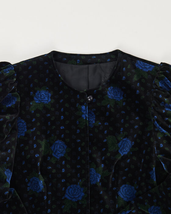 Вельветовый жакет с цветочным узором — фото 2