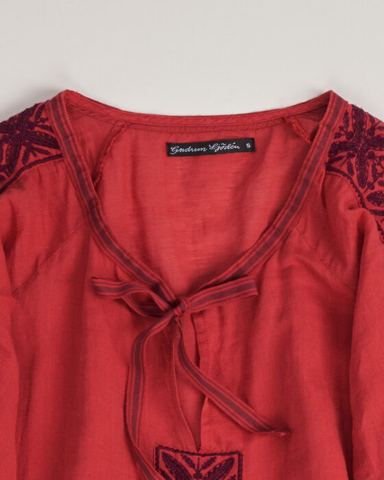 Блуза из льна и хлопка с вышивкой Gudrun Sjoden — фото 3