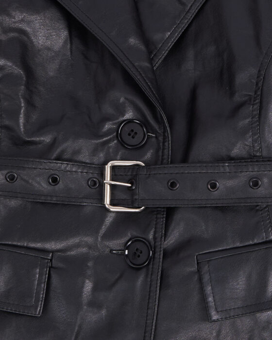 Авангардный жакет из эко-кожи — фото 4