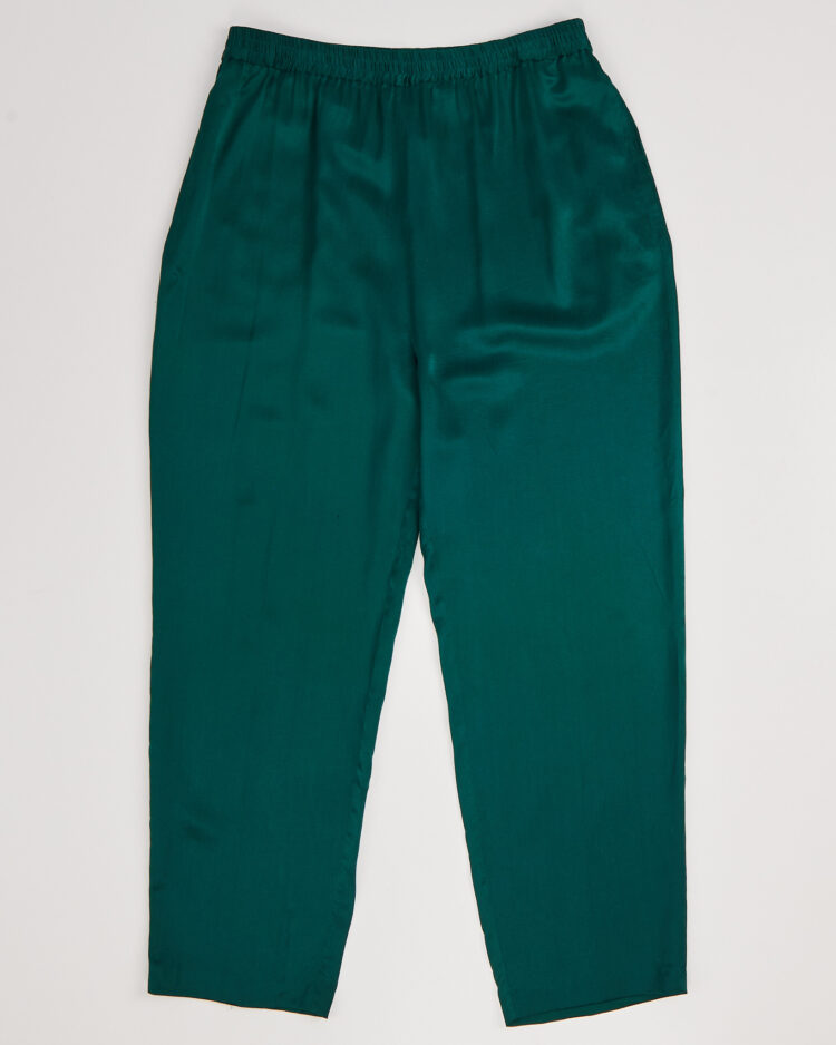 Брюки из шелка изумрудного цвета