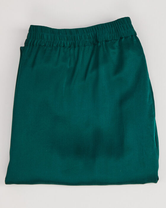 Брюки из шелка изумрудного цвета — фото 5